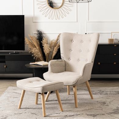 Крісло м'яке з підставкою для ніг MEBEL ELITE LOZANO 2 тканина Беж