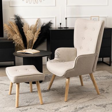 Крісло м'яке з підставкою для ніг MEBEL ELITE LOZANO 2 тканина Беж
