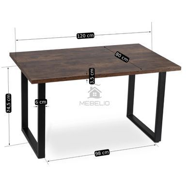 Стол MEBEL ELITE VETTEL 120х80 см Дуб Рустик / Черный фотография