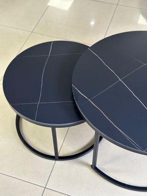 Журнальний столик FLORIDA D Intarsio 80x80 Чорний Мат / Чорний