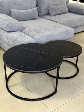 Журнальний столик FLORIDA D Intarsio 80x80 Чорний Мат / Чорний