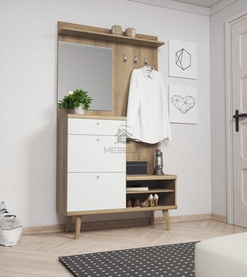Передпокій з дзеркалом Perfect Home Прімо / Primo PG110 2-дверний з 1 шухлядою Дуб рів'єра/білий фотография