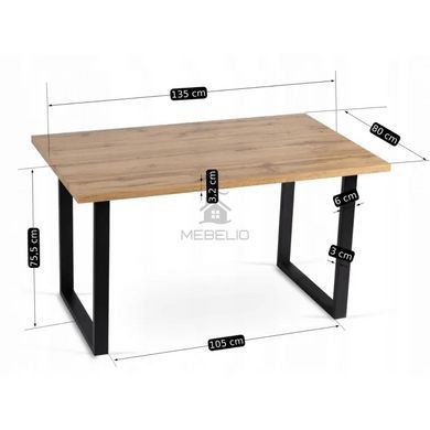 Стол MEBEL ELITE GLOS 135х80 см Золотой дуб / Черный