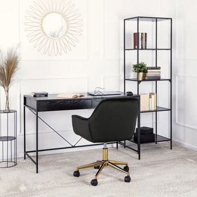 Стілець офісний поворотний оксамитовий MEBEL ELITE MILAN Velvet Чорний / Золотий фотографія