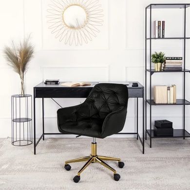 Стілець офісний поворотний оксамитовий MEBEL ELITE MILAN Velvet Чорний / Золотий фотографія