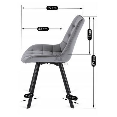 Комплект стол MEBEL ELITE CLARK 120(160)х80 см глянцевый черный и 4 стульев RICK, серого цвета
