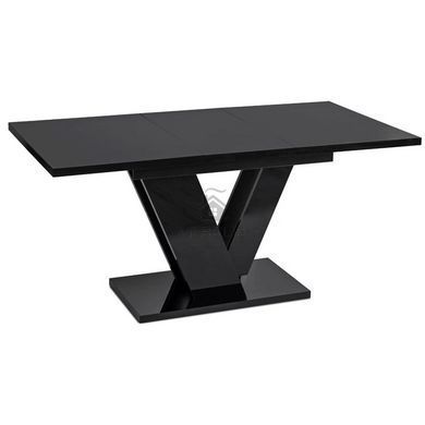 Комплект стол MEBEL ELITE CLARK 120(160)х80 см глянцевый черный и 4 стульев RICK, серого цвета