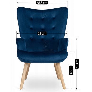 Крісло м'яке оксамитове з підставкою для ніг MEBEL ELITE LOZANO Velvet Синій