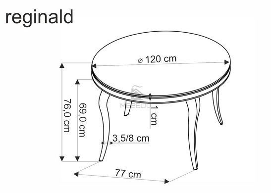 Стол обеденный REGINALD 2 Halmar 120x120 Черный Мрамор / Золото