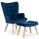 Крісло м'яке оксамитове з підставкою для ніг MEBEL ELITE LOZANO Velvet Синій