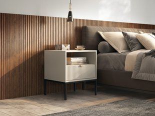 Тумба приліжкова Perfect Home Нова / Nova з 1 шухлядою і чорними ніжками S54 Кашемір