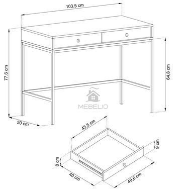 Стол туалетный Perfect Home Моно/Mono с 2 ящиками и черными ножками MT104 Кашемир фотография