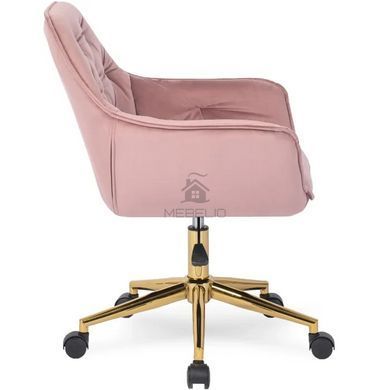 Стілець офісний поворотний оксамитовий MEBEL ELITE MILAN Velvet Рожевий / Золотий фотографія