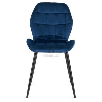 Комплект стола MEBEL ELITE CLARK 120(160)х80 см черного/белого глянца и 4 стульев LUCKY темно-синего цвета