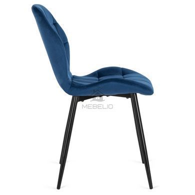 Комплект стола MEBEL ELITE CLARK 120(160)х80 см черного/белого глянца и 4 стульев LUCKY темно-синего цвета