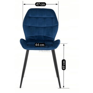 Комплект стола MEBEL ELITE CLARK 120(160)х80 см черного/белого глянца и 4 стульев LUCKY темно-синего цвета