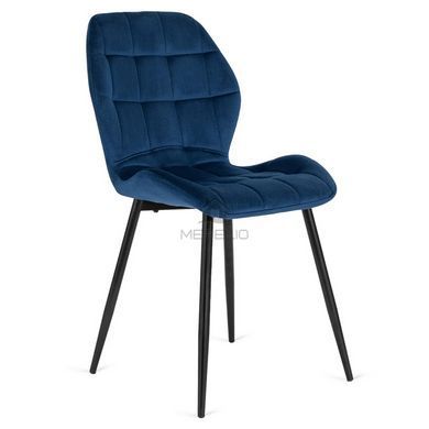 Комплект стола MEBEL ELITE CLARK 120(160)х80 см черного/белого глянца и 4 стульев LUCKY темно-синего цвета