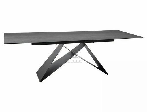 Стіл Обідній WESTIN CERAMIC Signal PIETRA DI SAVOIA 160(240)X90 Світло Сірий Мат / Чорний Мат