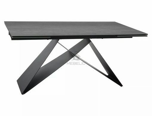 Стіл Обідній WESTIN CERAMIC Signal PIETRA DI SAVOIA 160(240)X90 Світло Сірий Мат / Чорний Мат