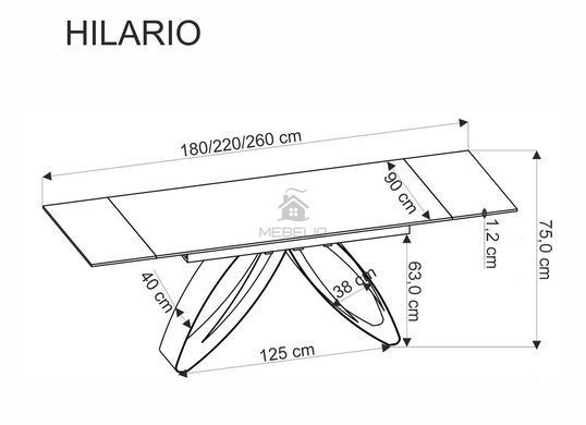 Стіл розкладний HILARIO Halmar 180(260)x90 Кераміка Білий Мармур фотографія