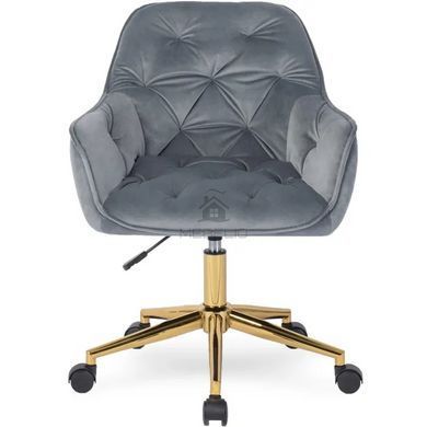 Стілець офісний поворотний оксамитовий MEBEL ELITE MILAN Velvet Сірий / Золотий фотографія