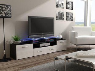 ТВ Тумба EVORA BLACK RTV Cama 194 Черный Мат / Белый Глянец фотография