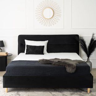Ліжко оксамитове MEBEL ELITE BOND Velvet 160x200см Чорний фотографія