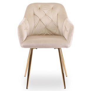 Стілець оксамитовий MEBEL ELITE RAYA Velvet крем/ золотий фотографія