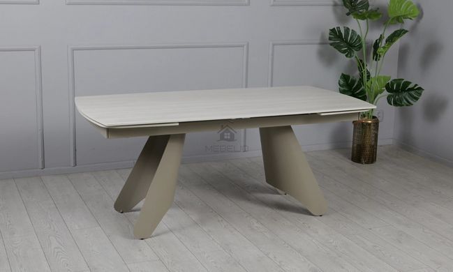 Раскладной стол Кармен Prestol 1800/2600x900x750 бежевый мат ноги тауп