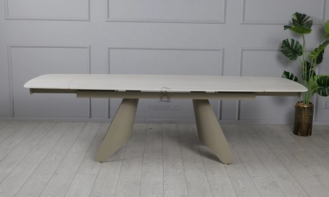 Раскладной стол Кармен Prestol 1800/2600x900x750 бежевый мат ноги тауп