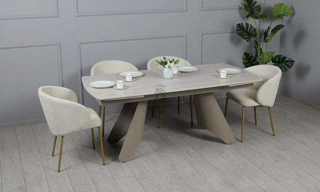 Раскладной стол Кармен Prestol 1800/2600x900x750 бежевый мат ноги тауп
