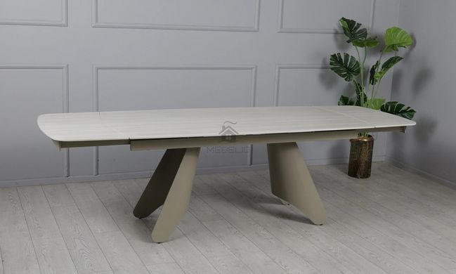 Раскладной стол Кармен Prestol 1800/2600x900x750 бежевый мат ноги тауп