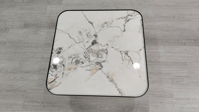 Журнальный столик MICHIGAN Intarsio 80x80 Белый Глянец Эффект Мрамора / Черный фотография
