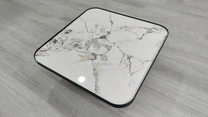 Журнальный столик MICHIGAN Intarsio 80x80 Белый Глянец Эффект Мрамора / Черный фотография
