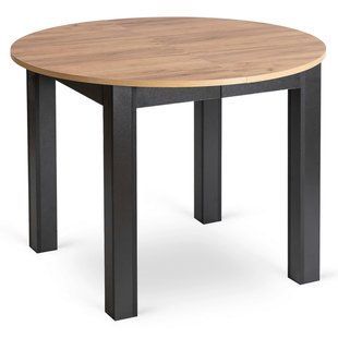 Стіл розкладний круглий MEBEL ELITE HARRY 92(132)х92 см Дуб Крафт / Чорний