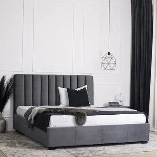 Кровать двуспальная бархатная 160x200 MEBEL ELITE MARI Velvet Серый фотография