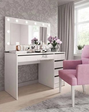 Стол туалетный письменный Perfect Home Ада/Ada 5S/120 с 5 ящиками Белый мат фотография