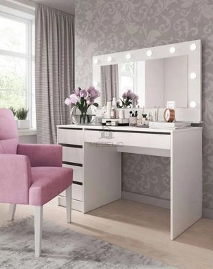 Стол туалетный письменный Perfect Home Ада/Ada 5S/120 с 5 ящиками Белый мат фотография