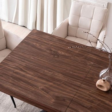 Комплект стола MEBEL ELITE HAMPTON 160(240)х90 см, орех/черный и 4 кремовых стульев AKITA