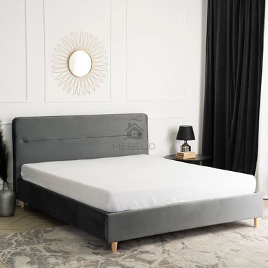 Кровать бархатная MEBEL ELITE BOND Velvet 160x200см Серый фотография