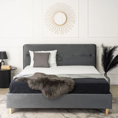Кровать бархатная MEBEL ELITE BOND Velvet 160x200см Серый фотография