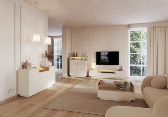 Стіл журнальний Perfect Home Хіро / Hiro 2S/96 з 2 шухлядами Беж/дуб кремона
