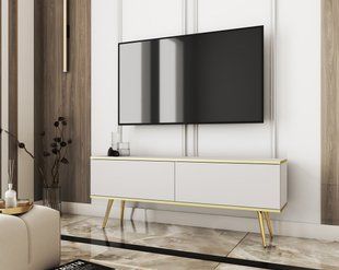 Тумба под ТВ Perfect Home Оро / Oro RTV135 золото Белый фотография