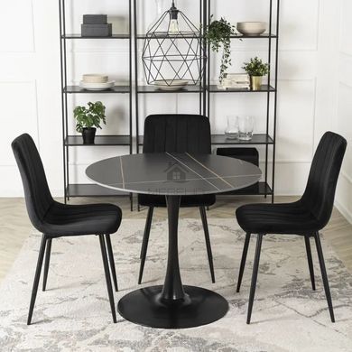 Стол круглый с эффектом мрамора MEBEL ELITE SANDER 90 см Черный