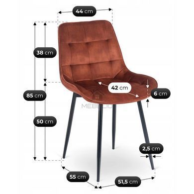Стілець оксамитовий MEBEL ELITE CHRIS Velvet Рудий