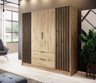 Шафа для одягу Perfect Home Неллі / Nelly 4D 4-дверна Дуб артизан/чорний