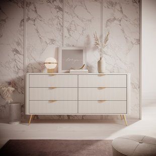 Комод Perfect Home Ланте / Lante з 6 шухлядами і золотими ніжками 6S/163 Беж фотографія