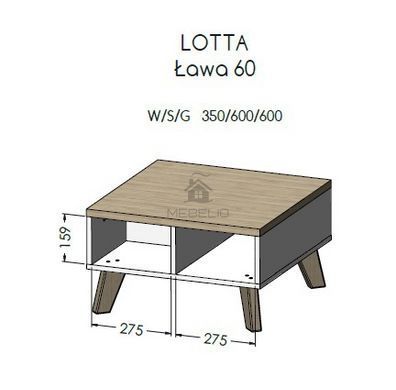 Журнальный столик LOTTA 60x60 Cama Дуб Сонома / Белый