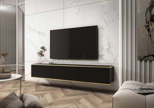 Тумба под ТВ навесная Perfect Home Оро / Oro RTV175 MDF Черный фотография