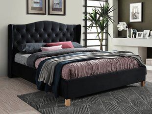 Кровать ASPEN Velvet Signal 160x200 Черный фотография